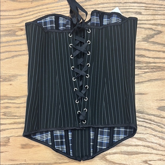 Black Pinstripe Corset Top - Picture 3 of 9